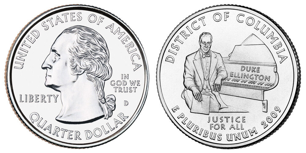 2009 District of Columbia Quarter Front and Back